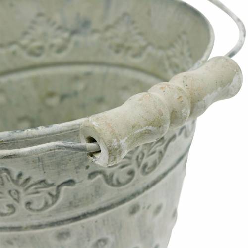 Floristik24 Jardinera cubo decorativa punteado metal verde Ø15.5cm blanqueado
