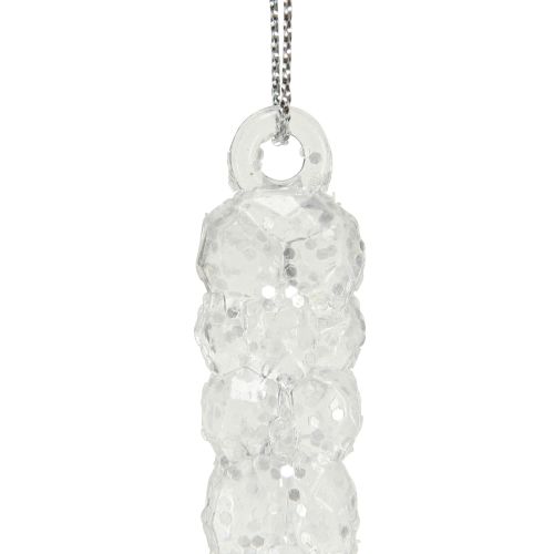 Floristik24 Carámbanos decorativos para colgar purpurina transparente invernal 14cm 4ud