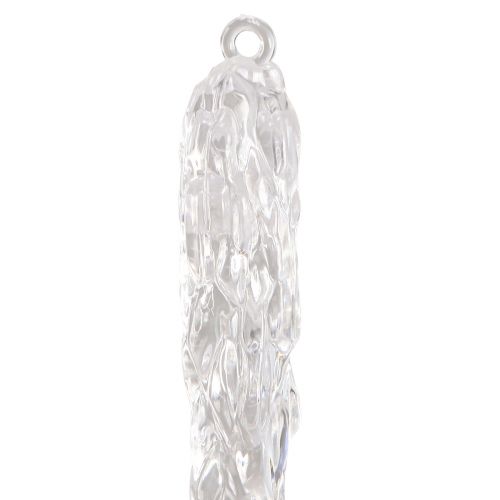 Artículo Carámbanos decorativos para colgar decoración de invierno transparente 28,5 cm 3 piezas