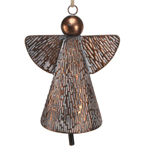 Artículo Ángel decorativo campana de metal bronce blanco natural 21x13,5x24cm