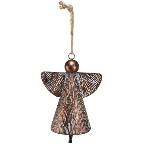 Artículo Ángel decorativo campana de metal bronce blanco natural 21x13,5x24cm