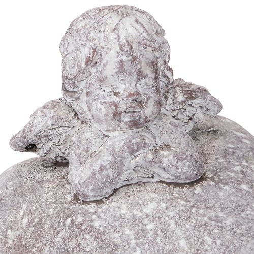 Artículo Figura decorativa de ángel sobre corazón realizada en piedra fundida 15×13,5×12cm