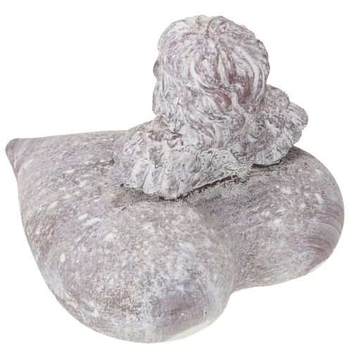 Artículo Figura decorativa de ángel sobre corazón realizada en piedra fundida 15×13,5×12cm