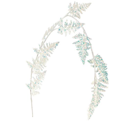 Artículo Helecho decorativo para colgar blanco azul brillo invierno L110cm