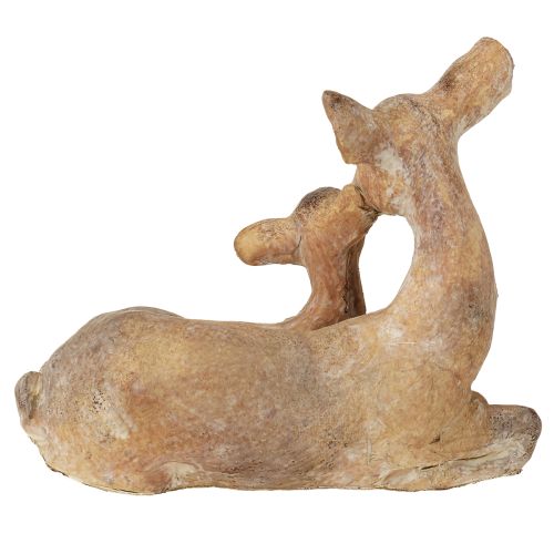 Artículo Figura decorativa de ciervo con cervatillo en fundición de piedra marrón y blanca 20×11×17cm