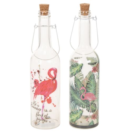 Botella decorativa con luz LED de flamenco de 37,5 cm, luz blanca cálida, 2 unidades comprar | Floristik24.es
