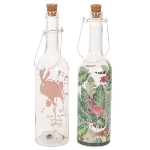 Botella decorativa con luz LED de flamenco de 37,5 cm, luz blanca cálida, 2 unidades | Floristik24.es