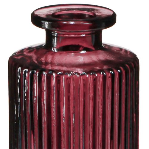 Artículo Mini jarrones retro de vidrio con botellas decorativas Berry H13cm 6 piezas