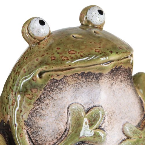 Artículo Rana decorativa cerámica verde marrón vintage L15,5cm 2 piezas