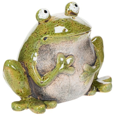 Rana decorativa de cerámica verde y marrón estilo vintage, 15,5 cm de largo. comprar | Floristik24.es