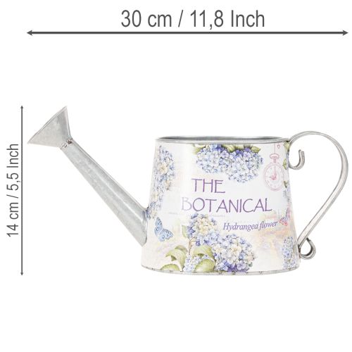 Regadera decorativa de metal con diseño de hortensias y flores vintage, 30x11x14,5 cm. | Floristik24.es