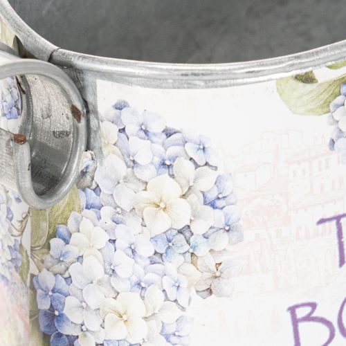 Regadera decorativa de metal con diseño de hortensias y flores vintage, 30x11x14,5 cm. | Floristik24.es