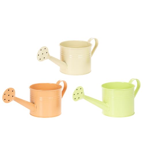 Juego de regaderas decorativas en tonos pastel salmón, verde y verde amarillento - maceta de metal Ø11cm H10cm, 8 piezas comprar | Floristik24.es