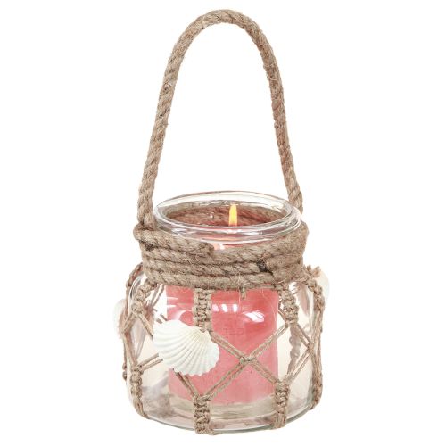 Artículo Conchas decorativas de macramé de vidrio marítimo Ø11cm H12,5cm 2ud