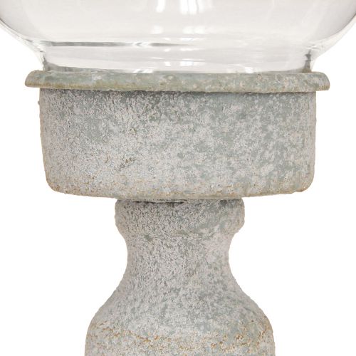 Artículo Vaso de cristal decorativo metal gris aspecto vintage Ø8cm H15,5cm