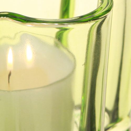 Artículo Portavelas decorativo de cristal con forma de flor verde Ø7,5cm H6cm 6uds