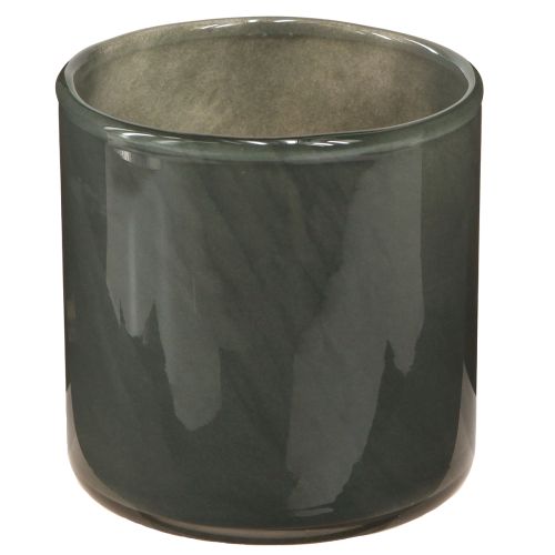 Artículo Jardinera decorativa de vidrio en verde gris claro gris Al. 10 cm 3 piezas