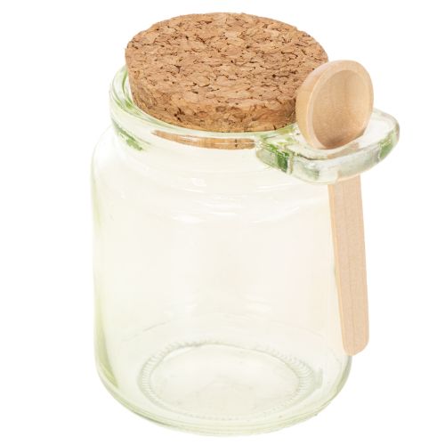 Vaso decorativo con tapa de corcho y cuchara, verde, Ø7cm, H10cm, 2 piezas | Floristik24.es