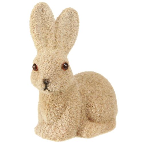 Floristik24 Conejos de Pascua decorativos flocados sentados – 2.ª opción – Primavera 10 cm 6 piezas
