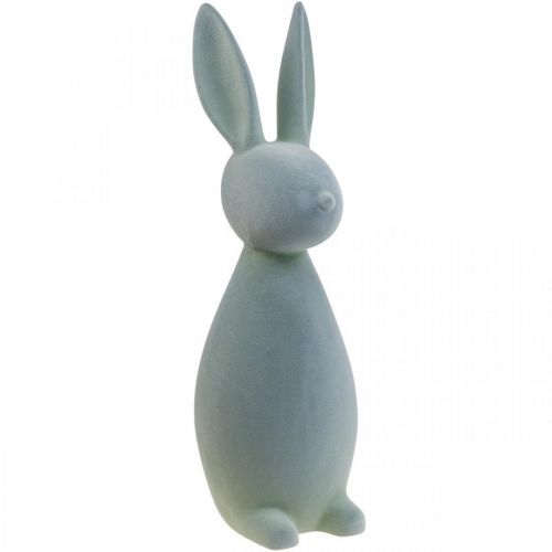Floristik24 Deco Bunny Deco Conejito de Pascua Flocado Gris-Verde H69cm