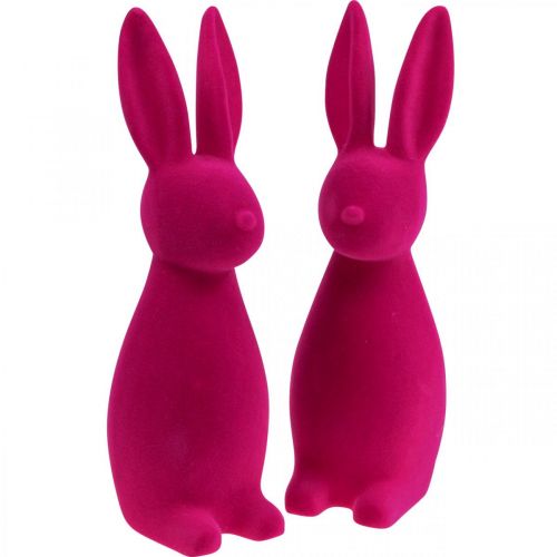 Floristik24 Conejito decorativo Conejito de Pascua decorativo – 2.ª opción – Flocado rosa H29,5 cm 2 uds.