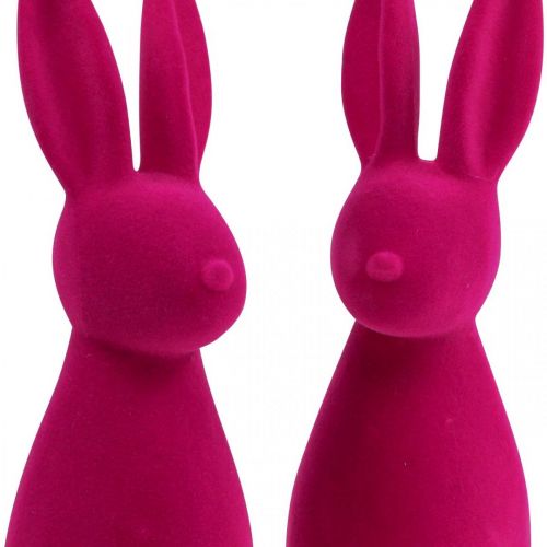 Floristik24 Conejito decorativo Conejito de Pascua decorativo – 2.ª opción – Flocado rosa H29,5 cm 2 uds.
