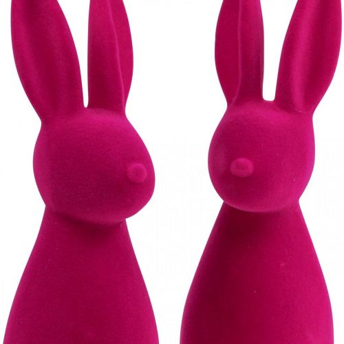 Floristik24 Deco Bunny Deco Conejito de Pascua Flocado Rosa H29.5cm 2pcs