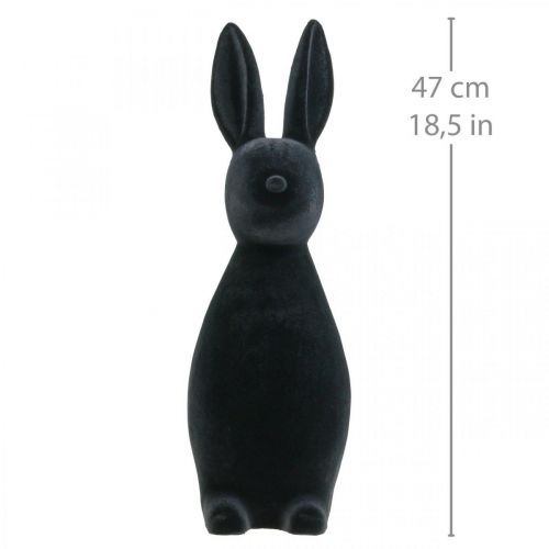 Floristik24 Conejito decorativo negro – 2.ª opción – Conejito de Pascua decorativo flocado H47cm