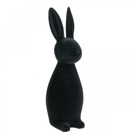 Floristik24 Conejito decorativo negro – 2.ª opción – Conejito de Pascua decorativo flocado H47cm