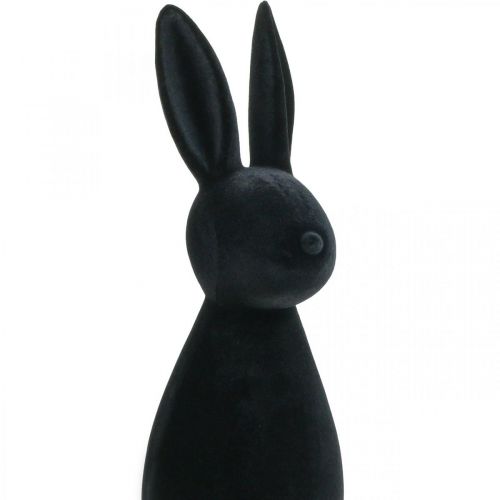 Floristik24 Conejito decorativo negro – 2.ª opción – Conejito de Pascua decorativo flocado H47cm