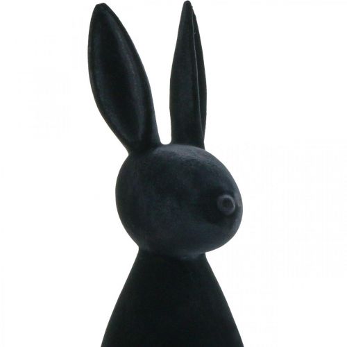 Floristik24 Conejito decorativo negro – 2.ª opción – Conejito de Pascua decorativo flocado H69cm