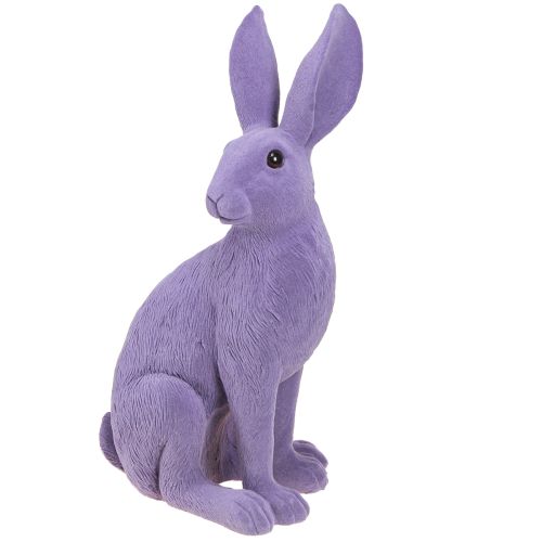 Floristik24 Conejito decorativo de Pascua lila sentado flocado 16×13×35cm