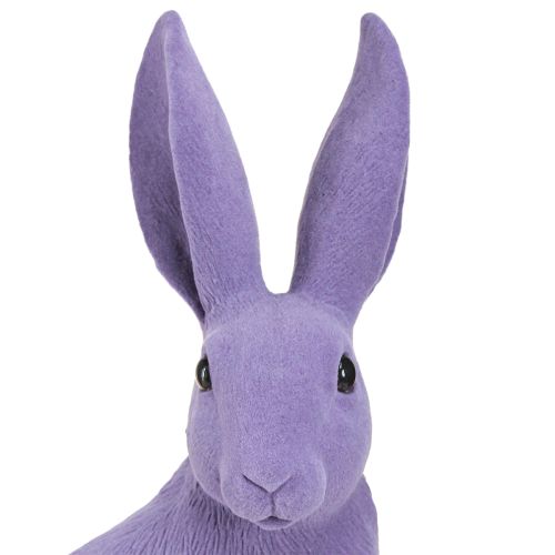 Floristik24 Conejito decorativo de Pascua lila sentado flocado 16×13×35cm
