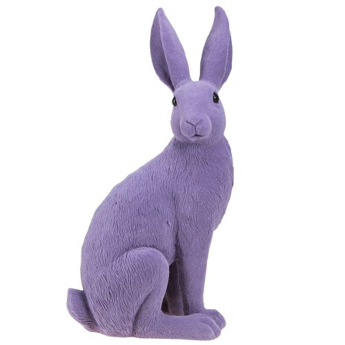 Floristik24 Conejito decorativo de Pascua lila sentado flocado 16×13×35cm