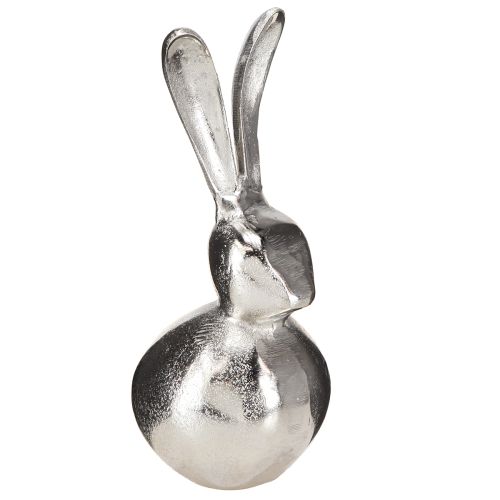 Artículo Conejo de Pascua redondo Metal Color plata Ø12cm H25cm