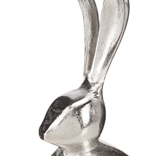 Artículo Conejo de Pascua redondo Metal Color plata Ø12cm H25cm