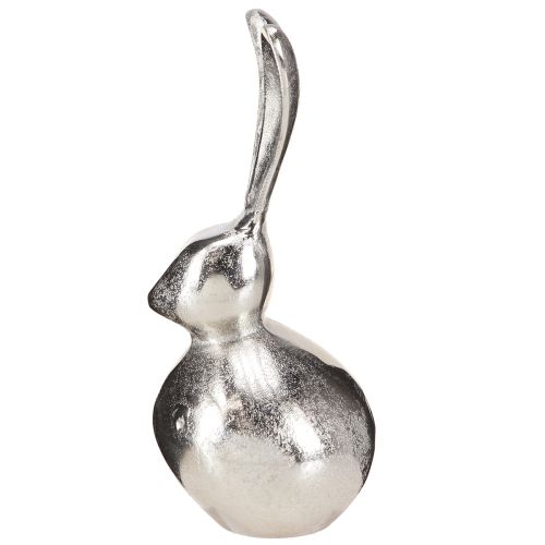 Artículo Conejo de Pascua redondo Metal Color plata Ø12cm H25cm