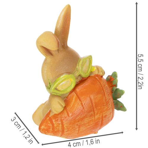 Artículo Conejo decorativo con zanahoria, figuras decorativas de conejito de Pascua, 6 cm, 3 piezas
