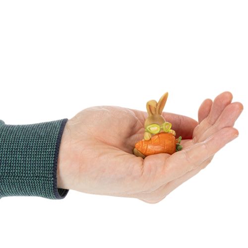 Artículo Conejo decorativo con zanahoria, figuras decorativas de conejito de Pascua, 6 cm, 3 piezas