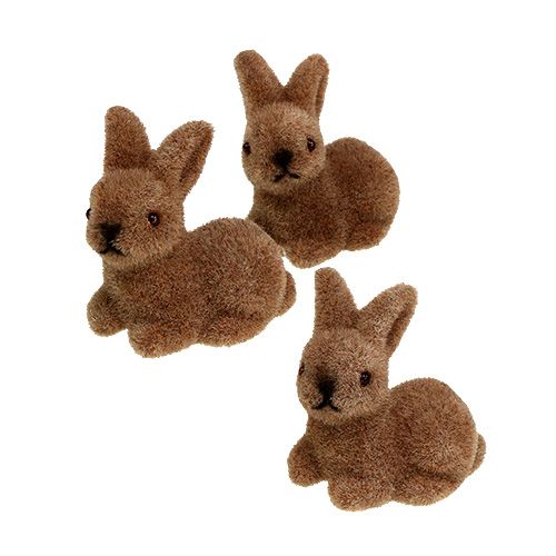 Artículo Conejitos decorativos 5cm flocados marrón 16uds