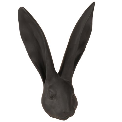 Floristik24 Decoración Cabeza de Conejo Decoración de Pascua Poliresina Negra Mate 26cm