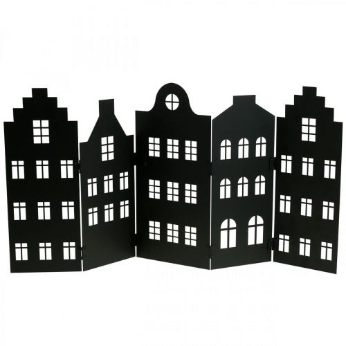 Floristik24 Decoración navideña silueta ciudad metal negro 74×36cm