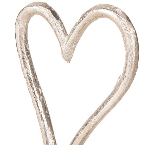 Artículo Corazón decorativo metal Base madera 7,5×5×13cm 3uds