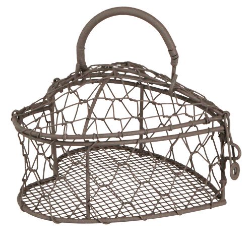 Floristik24 Corazón decorativo de alambre para rellenar gris vintage 14×13,5cm