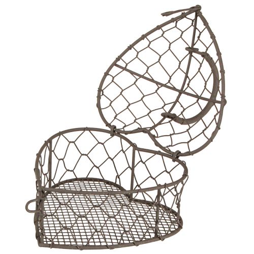 Floristik24 Corazón decorativo de alambre para rellenar gris vintage 14×13,5cm
