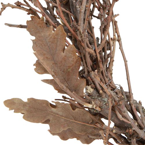 Artículo Corazón decorativo de ramas con hojas de roble ramas de roble Ø28cm