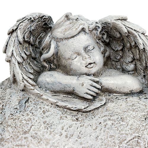 Floristik24 Deco corazón con ángel gris 10,5cm 2uds