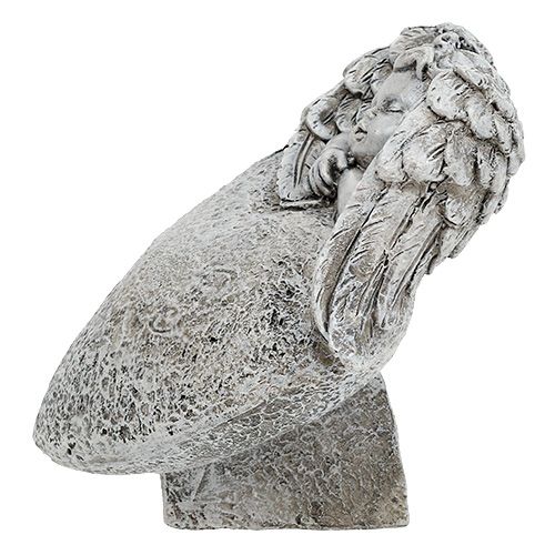 Floristik24 Deco corazón con ángel gris 10,5cm 2uds