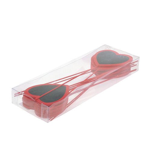 Floristik24 Deco corazón para etiquetar rojo 9cm x 9cm 12pcs
