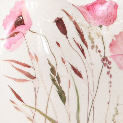 Artículo Corazones decorativos de cerámica para mesa, decoración de amapola craquelada, 8 cm, 3 unidades